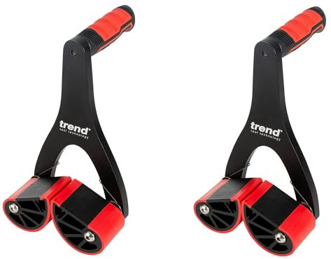 Trend Plattenträger-Set für Türen, Arbeitsplatten und Plattenmaterial, Paar selbstjustierender Tragehilfen für Materialien bis 65 mm Dicke, je 75 kg Tragkraft, rutschfeste Gummibacken, P/CARRIER/2