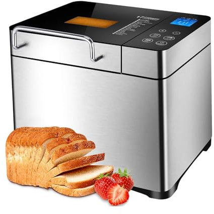 Panificadora de Corteza Crujiente,Panificadora Automática con 17 Programas de Horneado Caja de Ingredientes Automática Robot de Cocina para Preparar Pan