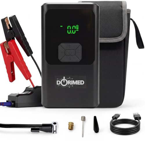 Car Jump Starter with Air Compressor – 4-in-1 Portable Battery Booster Pack, 150 PSI Tyre Inflator,[10000 mAh] Power Bank & LED Torch – 12V Auto Emergency Kit for Petrol & Diesel Engines - power pack