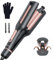 4 In 1 Einstellbar Welleneisen für Haare - 22/25/32/38mm Lockenstab für Beach Waves/Natürlich Wellen/Wasserwellen/Mermaid Waves, 3 Fässer Welleneisen, Anzeige, 4 Temperaturen(140-210°C), Rose Gold