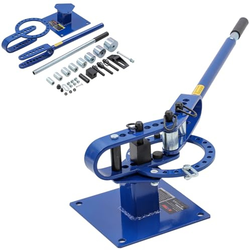 KATSU Tools Cintreuse d'établi compacte – 7 matrices (2,5 à 7,6 cm), poignée télescopique, outil de cintrage manuel portable en tube d'acier monté sur établi pour stock plat, rond et carré