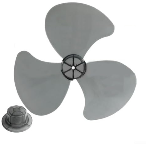 16 Inch Plastic Fan Blade Replacement Three Leaves with Nut Cover Assembly Parts for Standing Pedestal Electric Fan Home Office Desktop Fan Cooling Accessories Black White(black)
