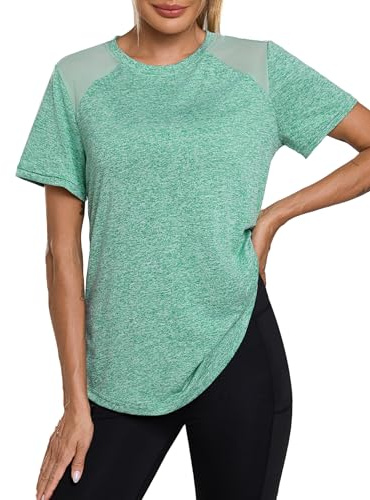 Terecey Women's Gym Shirts Short Sleeve Running Top Back Mesh Moisture Wicking Hiking T-Shirt Loose Fit Lightweight Sports Tops S-XXL