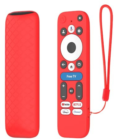 Silikon-Schutzhülle für Onn Google TV Box 4K Pro 2025, rutschfest, weiche Schutzhülle, TV-Fernbedienung, stoßfest, staubdicht, mit Umhängeband, Rot