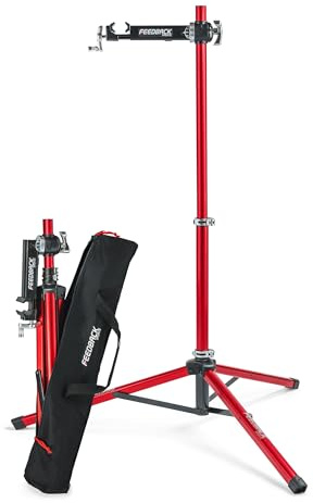 Feedback Sports | Ultralight Bike Repair Stand | Bicycle Workstand W/Tripod Base | Lightweight and Durable Aluminum | Red (Red, Ultralight Pro)