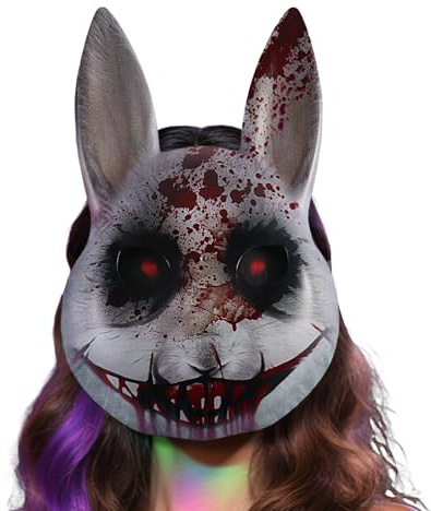 Halloween Bunny Masque - Máscara Facial Ligera | Diseño De Accesorios Del Festival De Disfraces De Conejo, Conejito De Miedo De La De Fiesta Transpirable Para La Máscara De Fiesta Para El Espe