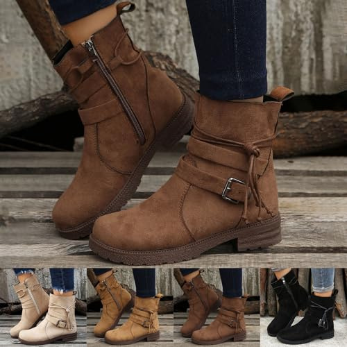Boots Femme Bottines Cuir Bottine Chaussures Pieds Larges Chaussure Bottes Marron pour Fourrées Botte Pluie Confort De Caoutchouc Femmes Talon Confortable Noires a Compensées en