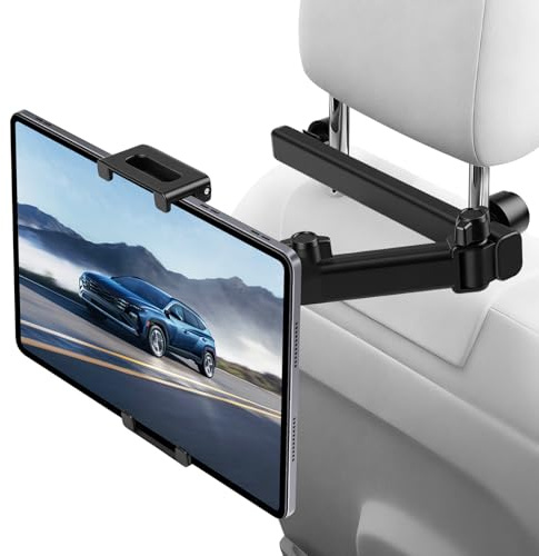 Romon Porta Tablet da Auto con Struttura Triangolo Stabile, Estensibile E 360° Rotante, Compatibile 4-12,9 Pollici, Adatto A Poggiatesta