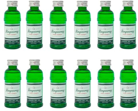 Deliex delicias de Extremadura. Botellitas de Tanqueray miniatura 5 cl - Pack de 6 y 12 botellas (12)