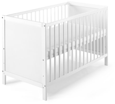 Schardt 03 075 19 02 Kinderbett Leo 60x120 cm mit Sprossengitter/Kiefermassivholz mit HDF Füllung weiß lackiert