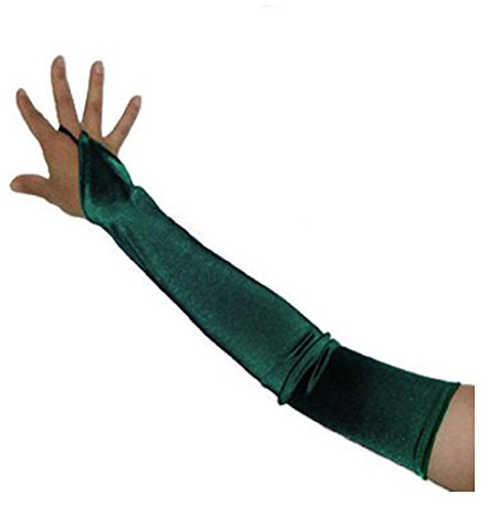 SACASUSA (TM) Fingerless Long Over the Elbow Bridal Satin Gloves with 20 colors - Green - One Size