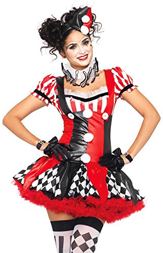 LegAvenue 83929 - Harlequin Clown Damen Kostüm, Größe S (Schwarz Rot)