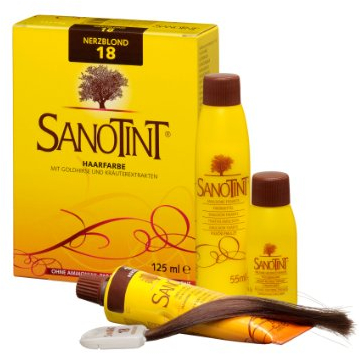 Sanotint - Haarfarbe Nr. 18 Nerzblond - 1x 125 ml - Naturnahe Haarfarbe mit wertvollen pflanzlichen Wirkstoffen - Mit Goldhirse, Traubenblätterextrakt, Olivenextrakt und Birkenextrakt