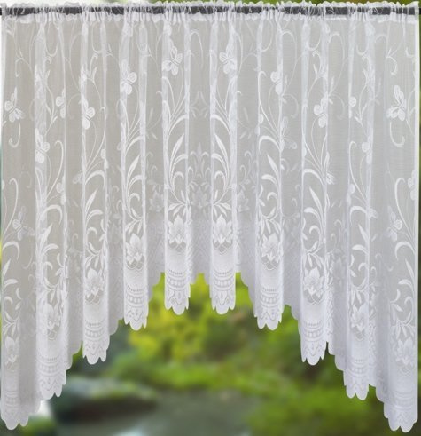 BUTTERFLY/FLORAL JARDINIERE WHITE NET CURTAIN 100 X 48 INCHES (254CMS X 122CMS) APPROX.