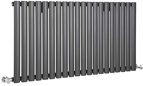 MILANO Anthracite Horizontal Single Oval Panel Radiator 635 x 1180mm | Steel Construction. Generous Heat Output. Contemporary Style. Single Panel Design. Central Heating Operation.