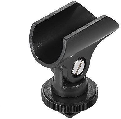 Andoer 19mm Plastic Mic Microphone Holder Clip with Hot Shoe & 1/4in Screw Hole for DSLR Camera