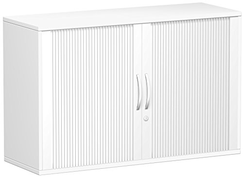 Gera Möbel Schranksystem Flex Anstell-Querrollladenschrank, Holzdekor, Silber/weiß, 120 x 42.5 x 72 cm
