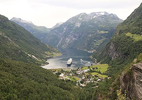 hansepuzzle 44270 - Geiranger Fjord Puzzle 130 Teile | Natur Puzzle mit hochwertiger Puzzle Aufbewahrung: Kartonbox und wiederverschließbarem Beutel | Puzzle-Maße: 28,7 x 20 cm