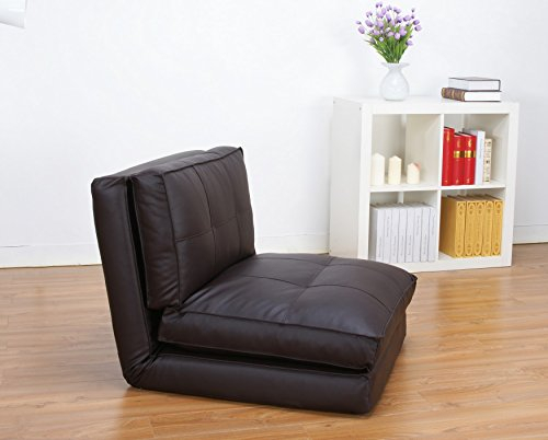ARTDECO Schlafsessel Jugendsessel Gästebett Kindersessel Klappsessel Kunstleder Dunkelbraun groß