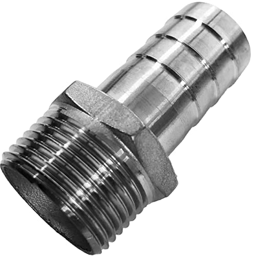 Schlauchtülle mit Außengewinde - 1/2 Zoll AG x 9mm - Gewinde-Fitting aus Edelstahl(V4A)