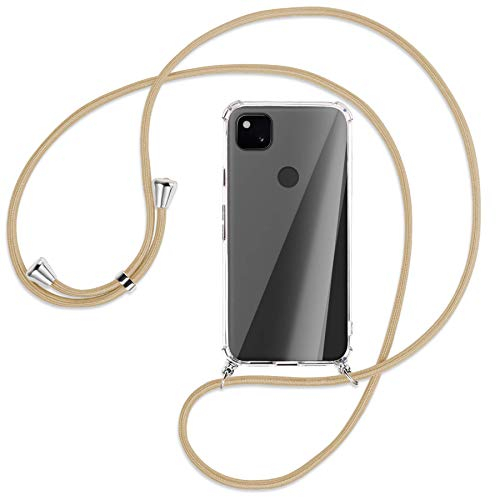 mtb more energy® Handykette kompatibel mit Google Pixel 4a (5.81'') - Caramel - Smartphone Hülle zum Umhängen - Anti Shock Full TPU Case