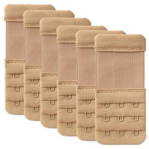 6 Pieces Bra Extender 3 Hook Soft and Comfortable Bra Extension Strap (6PCS Nude, 3 Hook 1/2 inch Spacing)