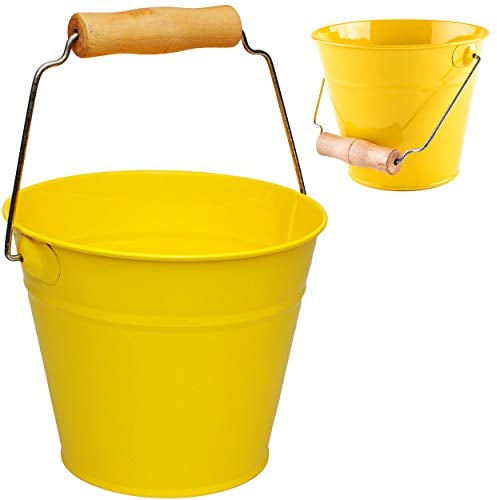 Kleiner - Metalleimer - gelb - 13 cm hoch - 1,2 Liter - mit 3D Effekt Rillen Prägung - Metall - Blech Eimer - Partyeimer/Sandeimer/Kindereimer Garteneimer..