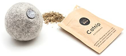 LucyBalu® Filzball mit Katzenminze | Katzenspielzeug mit Ball | Katzenball aus Filz mit Catnip | Katzen Spielsachen aus Wolle | Natürliches Spielzeug | Spielball für Katzen mit Katzenminze