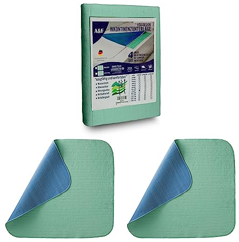 A&F Inkontinenzauflage 75x90 (2er Pack) - 4 Schichten - Bis 26280ml/m² Saugkraft -Krankenunterlage waschbar - Inkontinenzunterlage waschbar - Matratzenauflage geeignet für babybett und Kinderbett