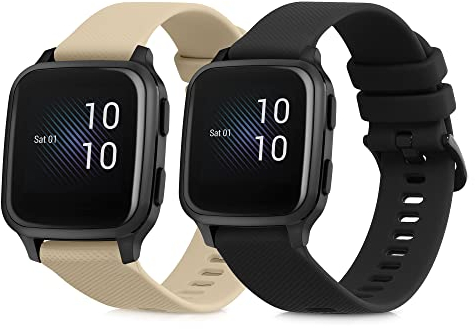 kwmobile Pulsera compatible con Garmin Venu Sq Music/Sq correa - 2x Correas de silicona flexible - Tamaño ajustable