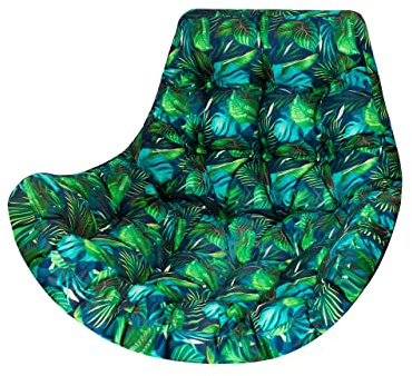HOBBYGARDEN Hängesessel, Schaukel & Gartensessel Kissen 120x100 cm – Weiches Outdoor Sitzkissen in Blaues Blätter | Komfortpolster für Garten & Terrasse