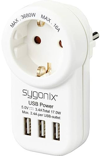 Sygonix SY-4755856 Zwischensteckdose mit USB Weiß