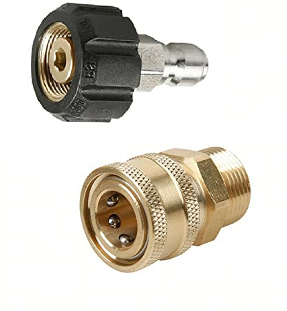 ZYWUOY 2-teiliges Werkzeug-Hochdruckreiniger-Adapter-Set, Schnellverbindungs-Set, M22 14 mm Drehgelenk auf 3/8 Zoll Schnellverbinder, 5000 PSI