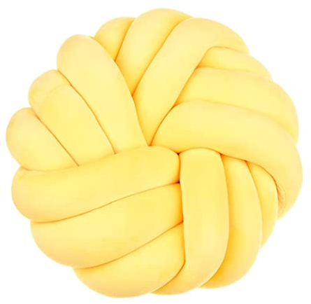 GYCS Kissen Knotenkissen Handgemachtes Knoten Kugel Kissen Geknotetes Kissen 35X35cm Zierkissen Knoten für Sofa Bett Dekorat Kreativität Mode Geschenk,Gelb