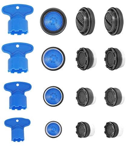 Tap Aerator 12 Pack (M16*3/M18*3/M22*3/M24*3), Water Saver Tap Filter Faucet Aerator Replacement Parts with 4 Removal Wrenches