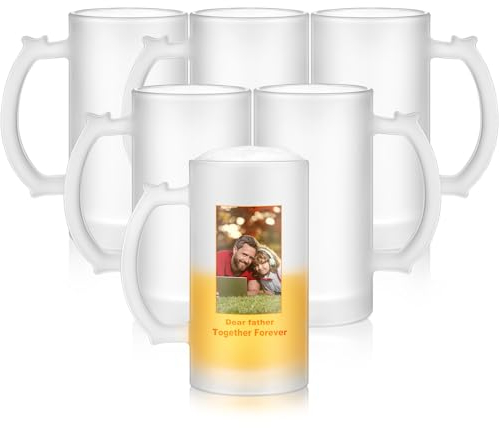 Mifoci 6 tazze da birra a sublimazione, personalizzate, regalo per la festa del papà, 473 ml, bicchieri da birra glassati possono aggiungere foto testo o immagini su regalo per marito, papà, uomini