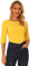 Allegra K Women Elbow Sleeves Solid Round Neck Slim Fit Tee Yellows M