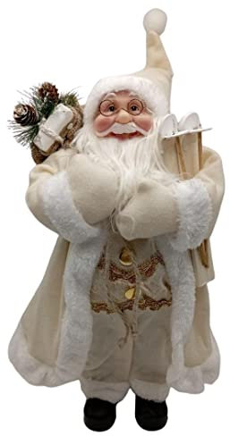 Glac Store Weihnachtsmann Santa Claus Figur erhältlich von 60 cm bis 80 cm riesig in verschiedenen Ausführungen Weiß oder Rot Weihnachtsdekoration Geschenkidee (elegantes Weiß, 80 cm)