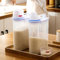 FWEEK 2 recipientes de almacenamiento de cereales, 2 L, de plástico, con tapa y vaso medidor, para comida seca, arroz, harina, detergente, comida para perros