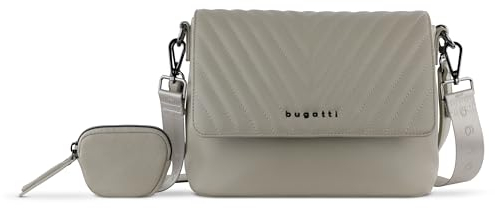 bugatti Sira Schultertasche für Damen - edle Umhängetasche Crossover-Tasche in beige