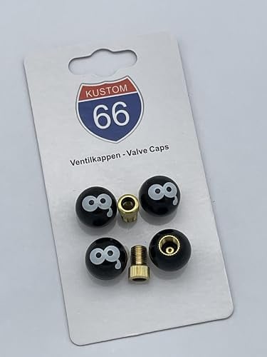 4er Set Ventilkappen + 2 Fahrradadapter - Auge mit Träne - für jedes Auto, Motorrad und Fahrrad geeignet