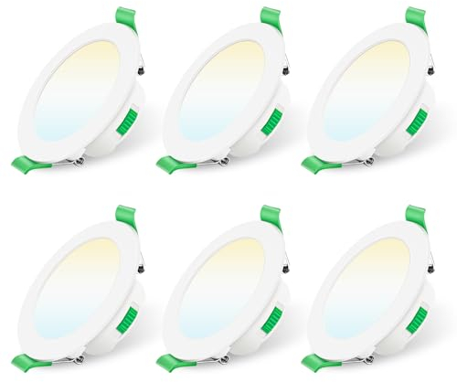 ALUSSO Faretti LED da Incasso per Cartongesso Dimmerabili, Ultrasottili 7W IP44 3000K 4000K 6500K Faretti LED Soffitto, AC 220-240V, Diametro Foro Ø67-75mm, Rotondo Bianco, Set di 6