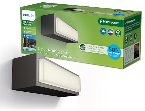 Philips Outdoor Ultra-Efficient Stratosphere Wandleuchte 3,8W, 4000K kühlweißes Licht, IP44 wetterfest, anthrazit