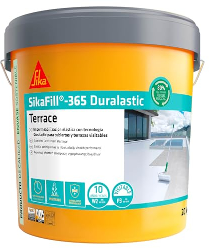 SIKA - Revestimiento acrílico - SikaFill 365 Terrace - Gris - Impermeabilización para cubiertas y terrazas visitables - protección de paredes medianeras y puenteo de fisuras - 20kg
