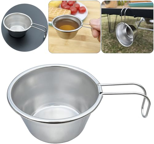 ARVALOLET Mini-Campingbecher 40 ml aus Edelstahl, Tragbarer Outdoor-Becher mit Griff, Leichtes Geschirr for Wandern und Backpacking