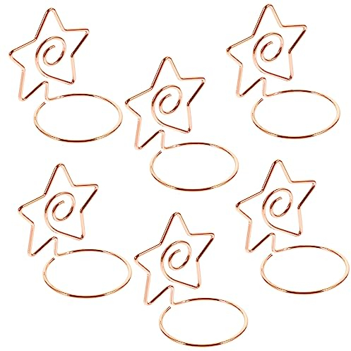 AOKWAWALIY 6st Foto-clip-halter Memo-clip Tisch-fotoclip Tischnummer Steht Fotohalter Edelstahl Bildhalter Für Tafelaufsätze Stern-tischkartenhalter Bild Steht Für Metall Mini Eisendraht