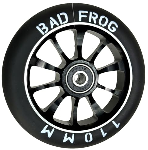Bad Frog Stunt-Scooter Rolle Spoked 110mm PU Schwarz I Kinder I Trick I Tret I Roller I Wheel I Ersatzrad mit Kugellager Schwarz