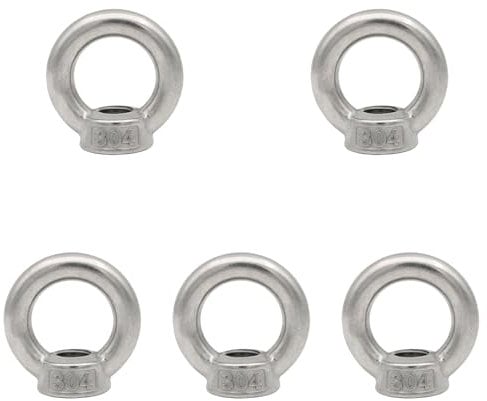 Leliafleury 5Pcs Lifting Eye Nut M10 Stainless Steel Round Shape Ring Nuts Ring Female Threaded Nuts for Lifting Accessories Eye bolt Screw