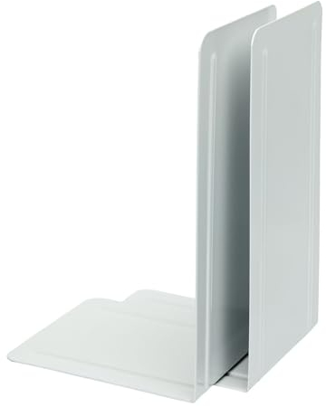 Papiertiger Buchstützen aus pulverbeschichtetem Metall (Weiß, 2 Paar | 130 x 240 x 140)