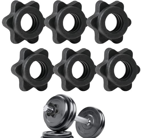 SMCEHEYA Dumbbell Clips 6Pcs, Barbell Clamps 1'', Dumbbell Bar Weight Clips Anti-Slip, Hex Dumbbell Screw Ends, Barbell Spin-Lock Collars Screw Clamps For Dumbbell Weight Lifting Fitness Training